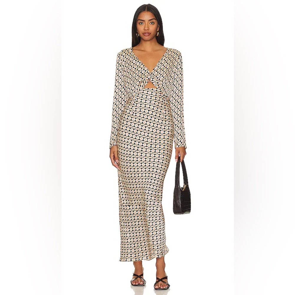 NWOT MINKPINK Cece Twist Geometric Print Midi Dress